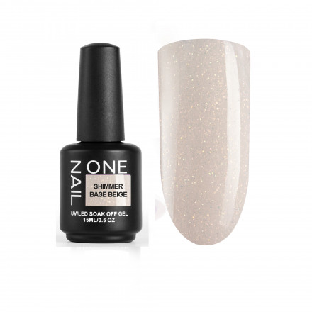 ONE NAIL   Base SHIMMER BEIGE   15мл   База камуфлирующая эластичная c шиммером  (легкие в снятии)