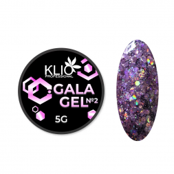 KLIO  Гель-лак с шестигранниками  GALA GEL  5г (банка)  №02   (СНЯТО)
