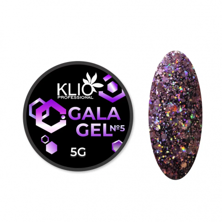 KLIO  Гель-лак с шестигранниками  GALA GEL  5г (банка)  №05   (СНЯТО)