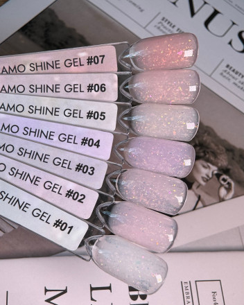 ONE NAIL   Gel CAMO SHINE   #04   15мл (флакон)   Гель для моделирования средне-жидкий с хлопьями Юки