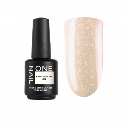 ONE NAIL   Gel CAMO SHINE   #07   15мл (флакон)   Гель для моделирования средне-жидкий с хлопьями Юки